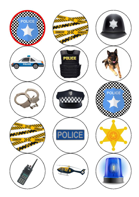Police Cupcake Toppers