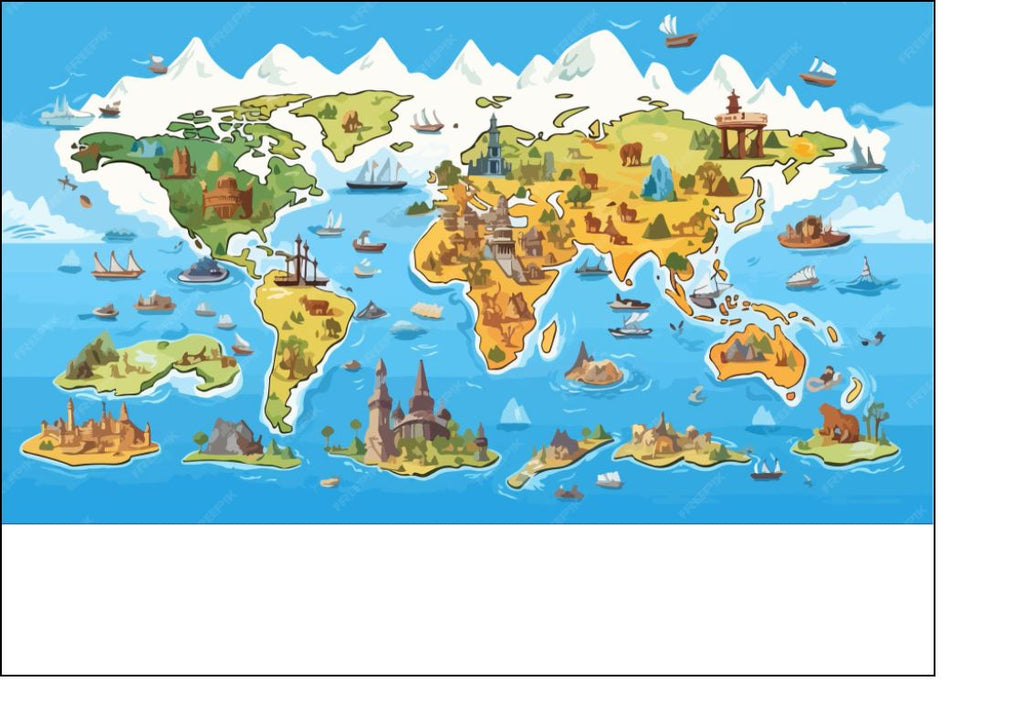 World Map Edible Cake Wrap