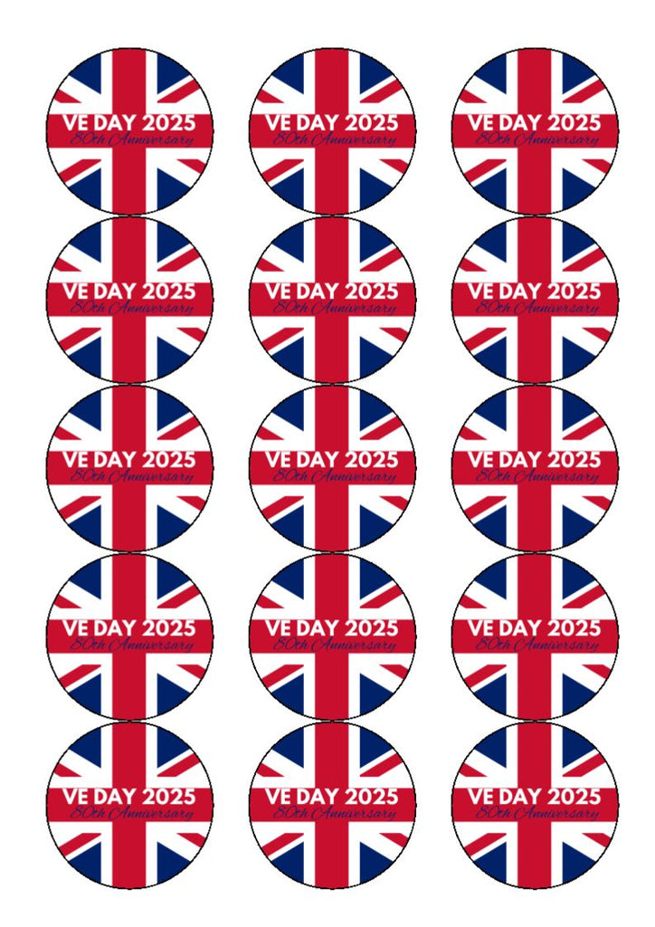 VE Day Edible Cake and Cupcake Toppers