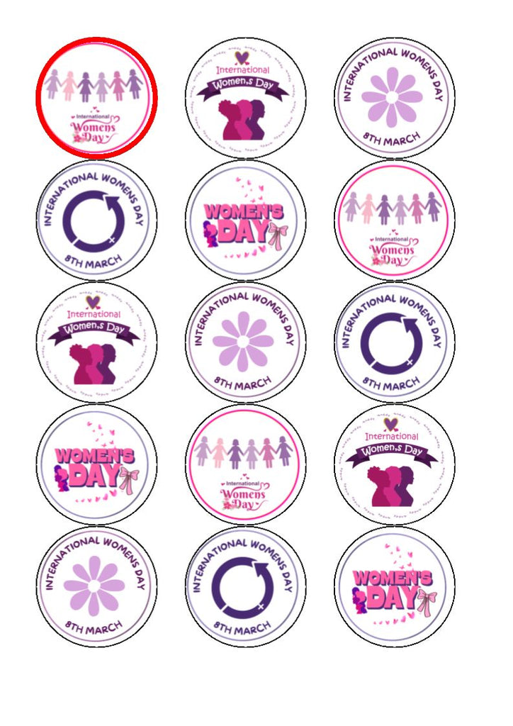 International Womens Day Cupcake Edible Toppers