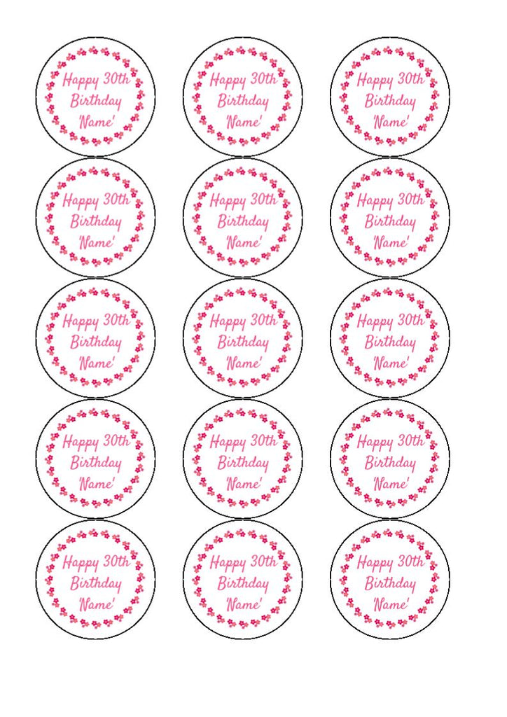 30th Birthday Cake Toppers - Pink