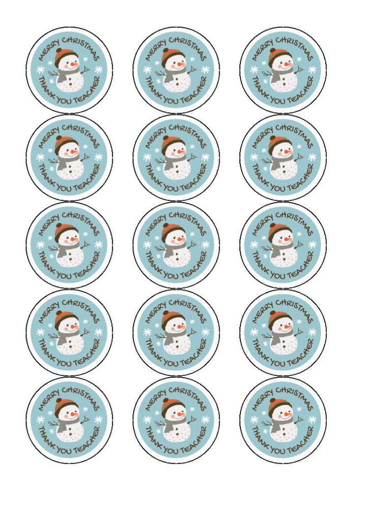 Merry Christmas Teacher  - Cake and Cupcake Toppers