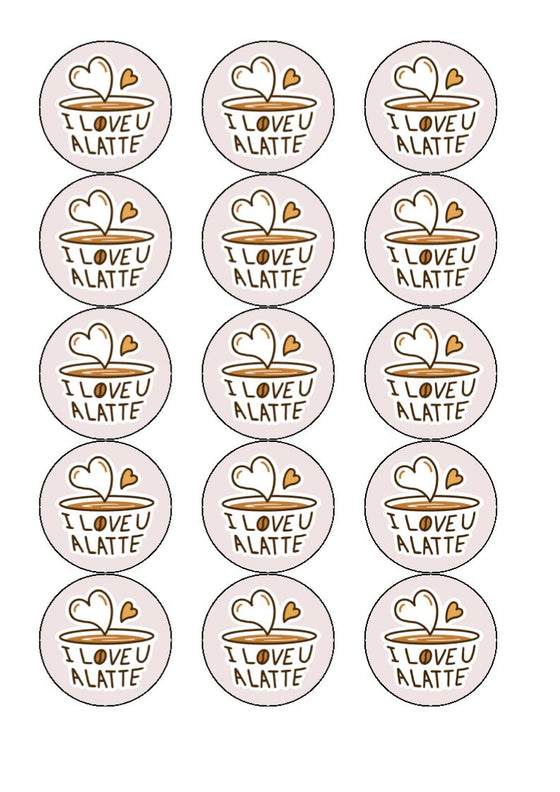 I love u a latte - Edible Drink Toppers