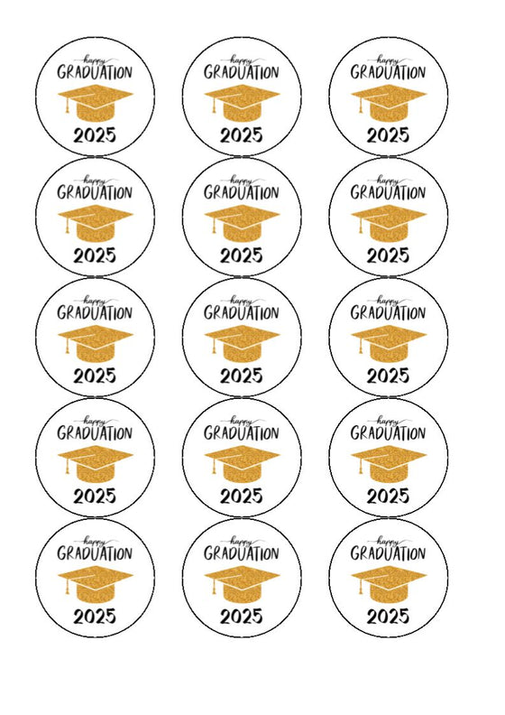 Happy Graduation 2025 Edible Cake & Cupcake Toppers