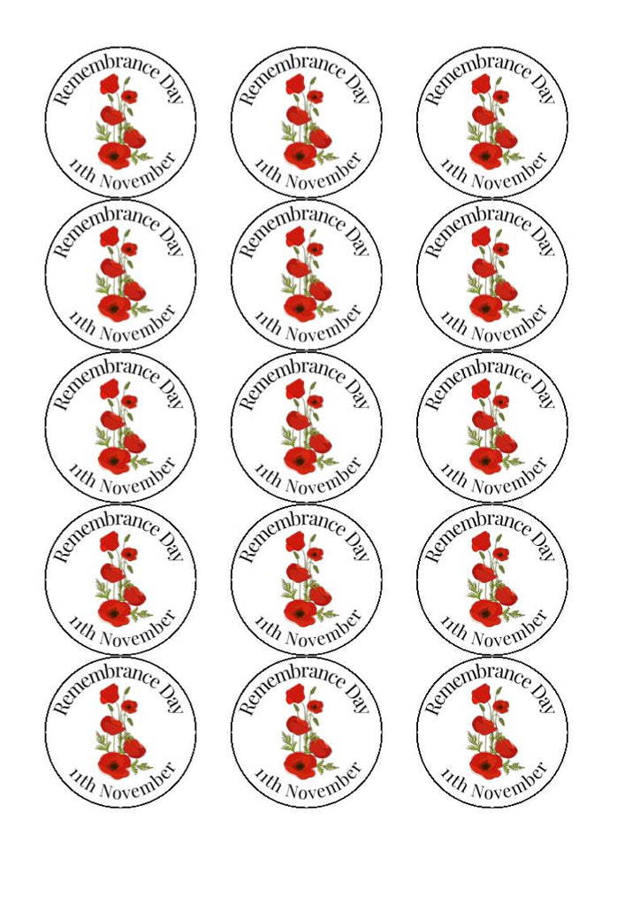 Remembrance - Edible cake/cupcake toppers - Design 2