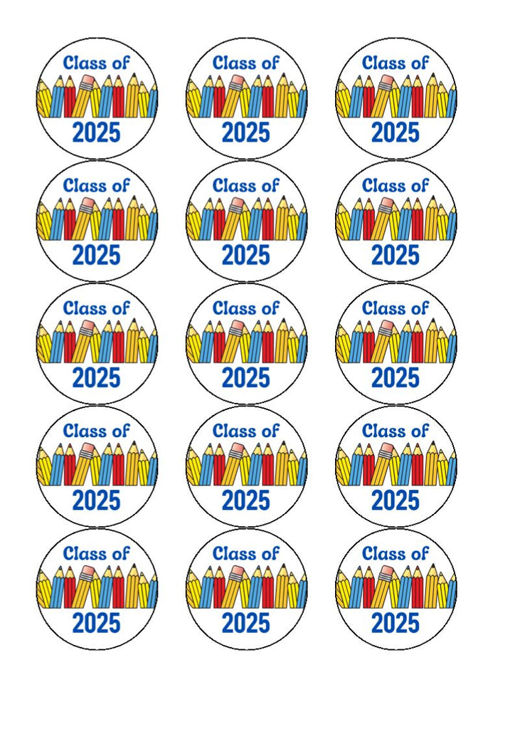 Class of 2025 - Pencils- Edible Cake & Cupcake Toppers