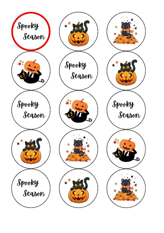 HALLOWEEN SPOOKY SEASON - Edible Cake and Cupcake Toppers