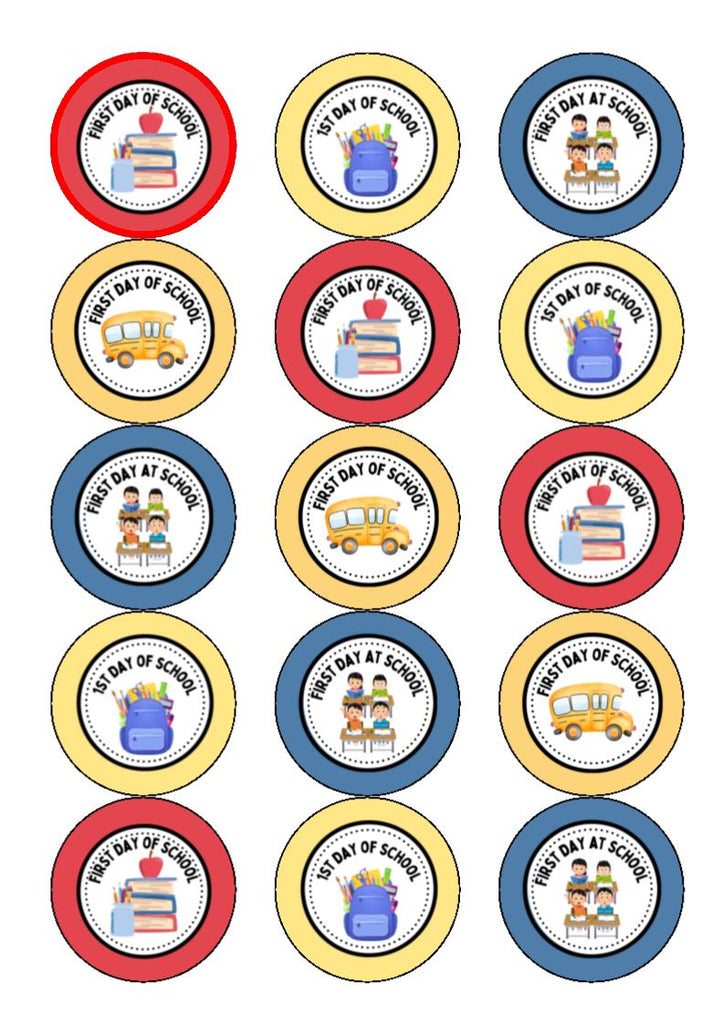 First day at school - edible cupcake toppers