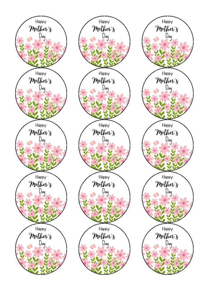 Mother's Day Edible Cake and Cupcake Toppers - Pink Pastels