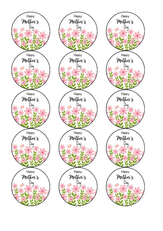 Mother's Day Edible Cake and Cupcake Toppers - Pink Pastels