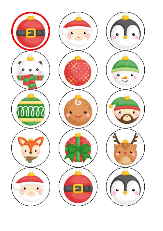 Christmas Baubles   - Cake and Cupcake Toppers