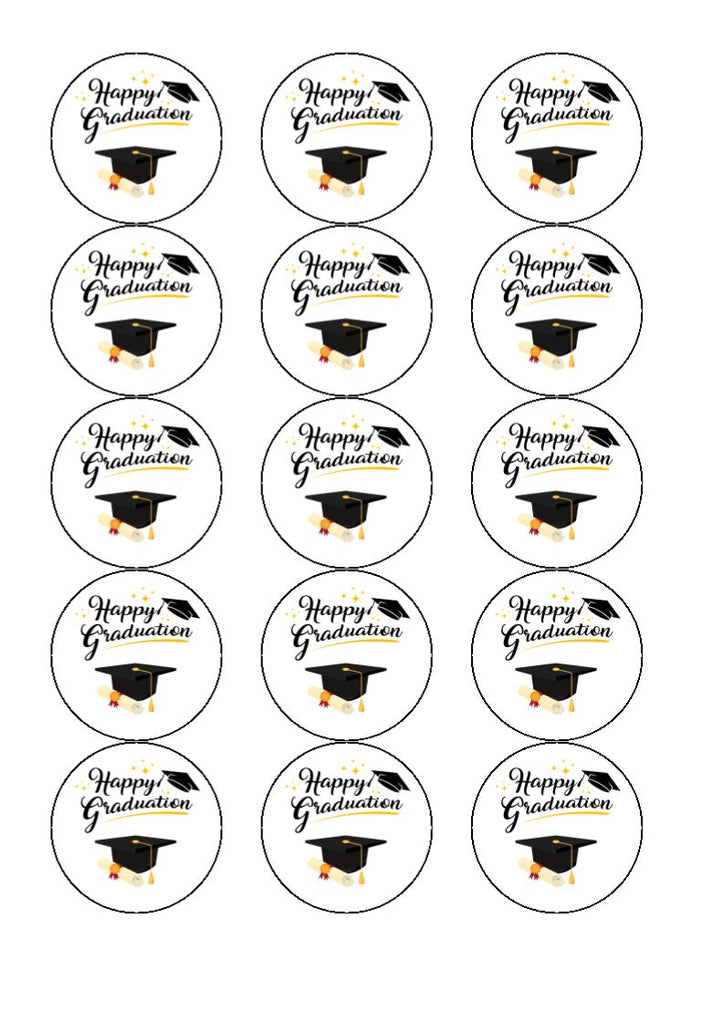 Happy Graduation Edible Cake & Cupcake Toppers