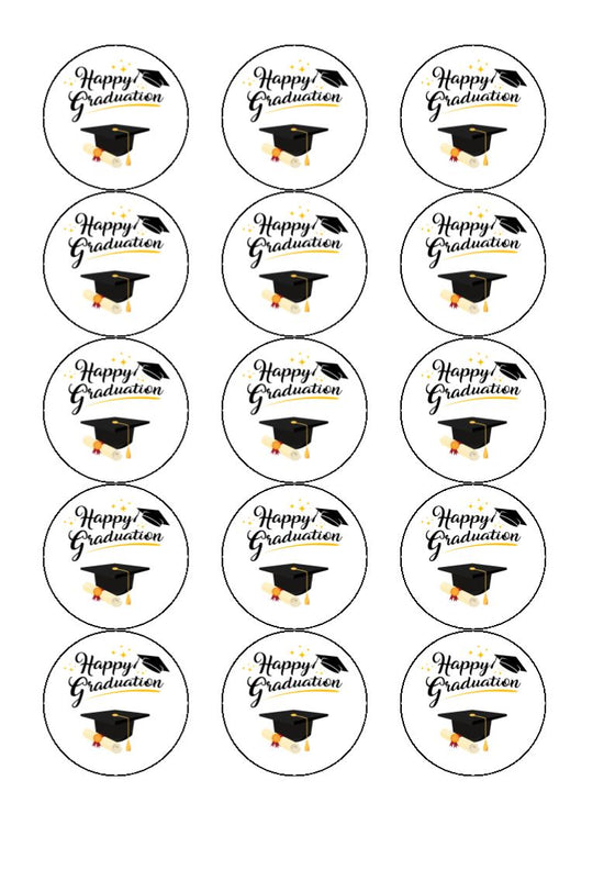 Happy Graduation Edible Cake & Cupcake Toppers