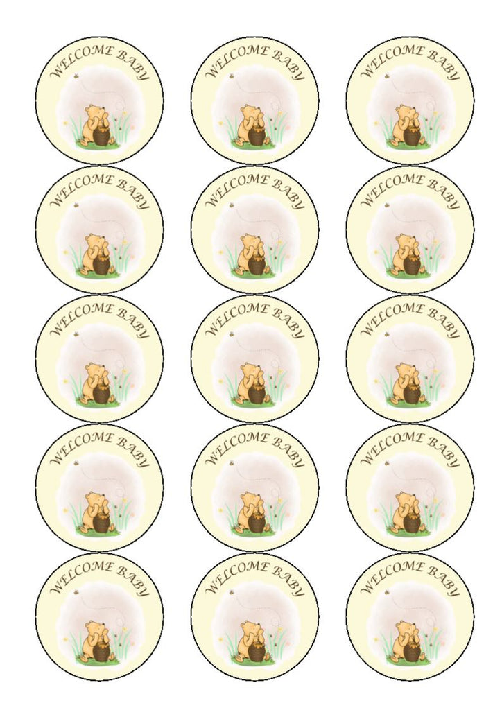 Winnie the Pooh Welcome Baby - Cake and Cupcake Toppers