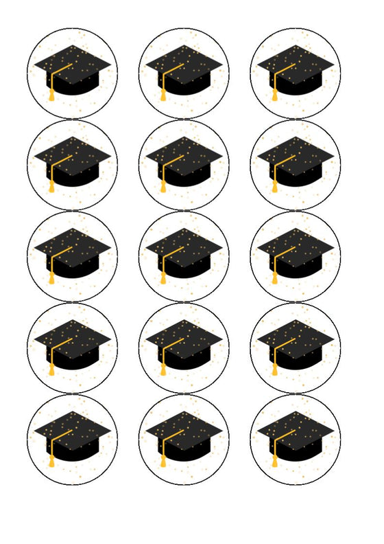 Graduation Glitter Effect Edible Cake & Cupcake Toppers