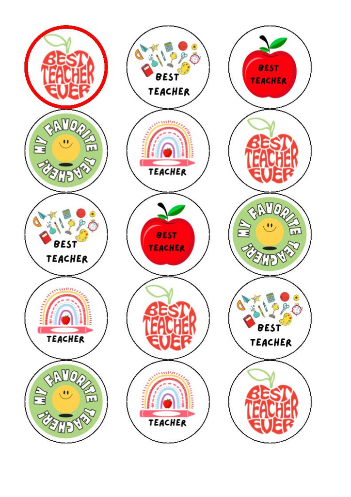 NEW! Teacher Mix Edible Cupcake Toppers