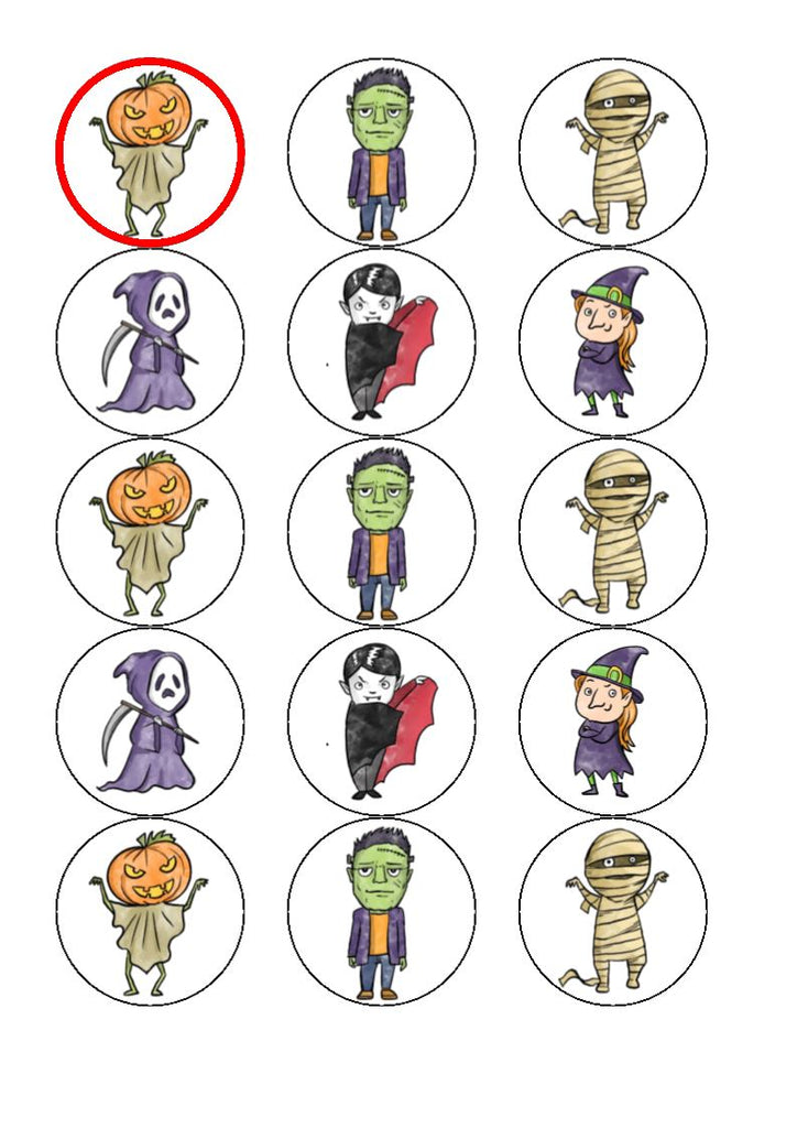 NEW HALLOWEEN 5 -  Edible Cupcake Toppers