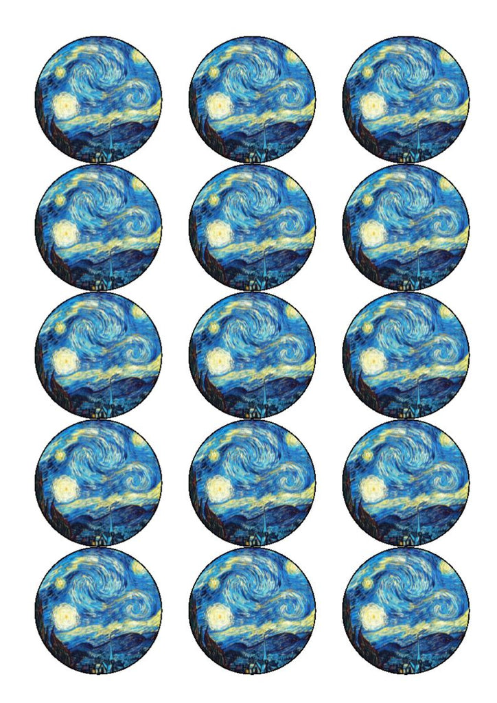 Van Gough Starry Night - Cupcake and Cake Toppers