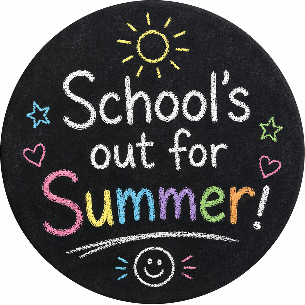 Schools Out For Summer! Chalk Style Cake and Cupcake Toppers