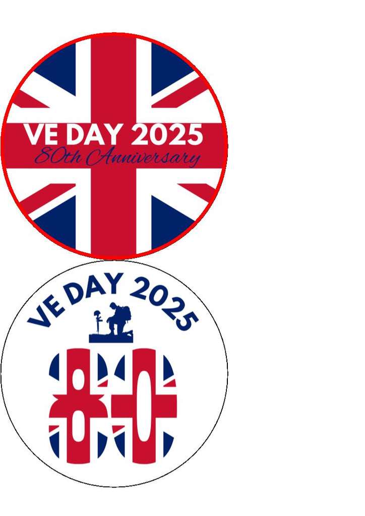 VE Day Edible Cake and Cupcake Toppers