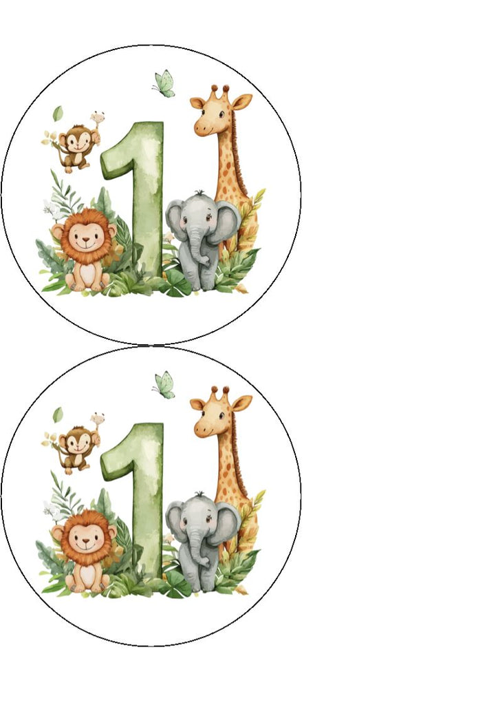 Happy 1st Birthday - Wild One - Edible Cake and Cupcake Toppers