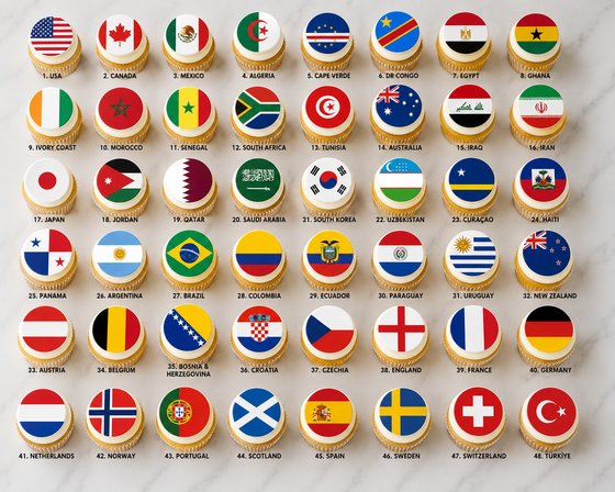 World Cup Edible Cupcake Toppers AND free stickers!! – All 48 Countries 🌍⚽