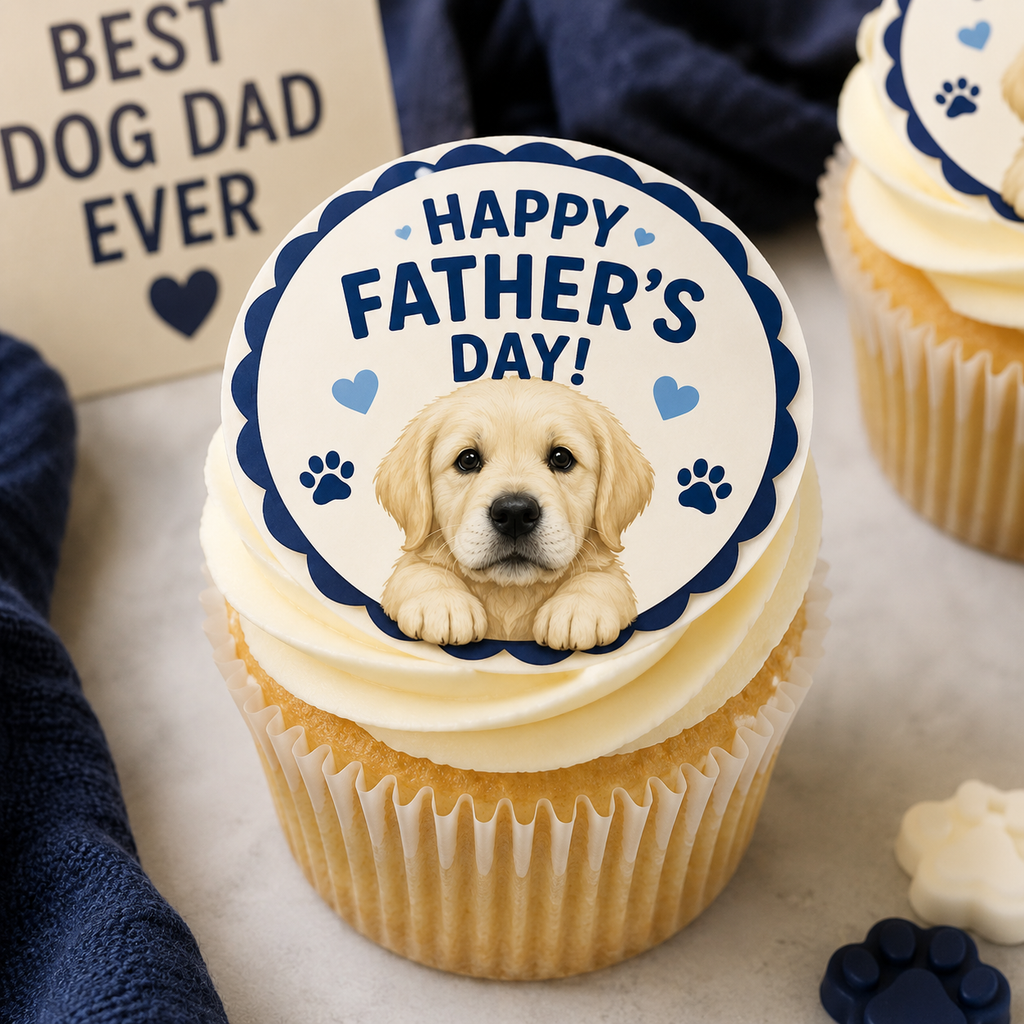 Father's Day Edible Cake and Cupcake Toppers - Upload your Photo of Your Pet