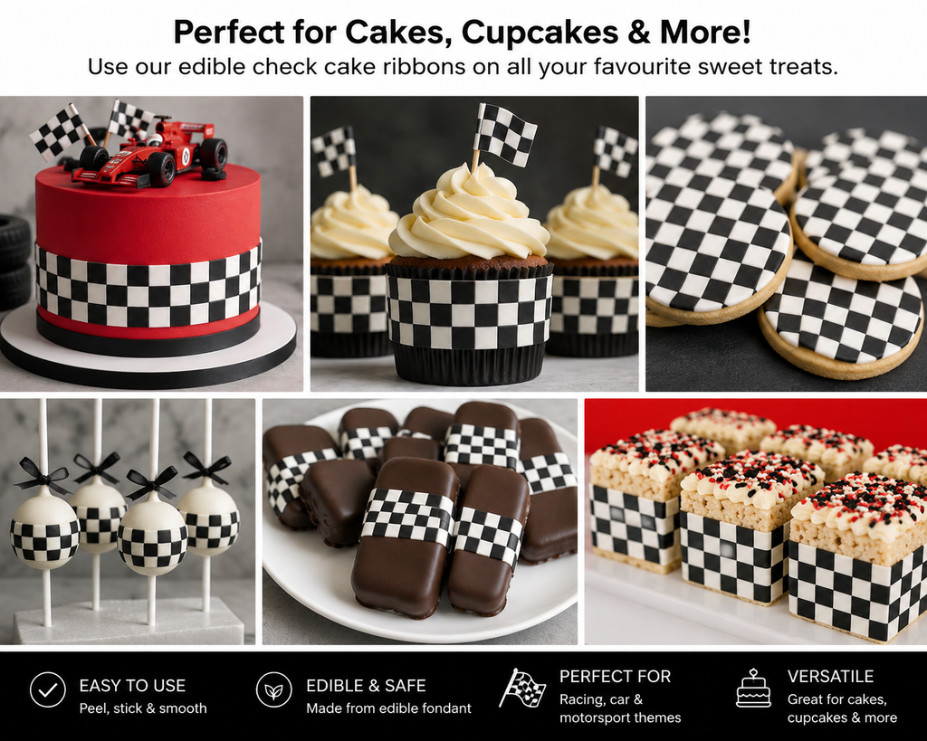 Edible Check Cake Ribbons – Fondant Cake Side Strips