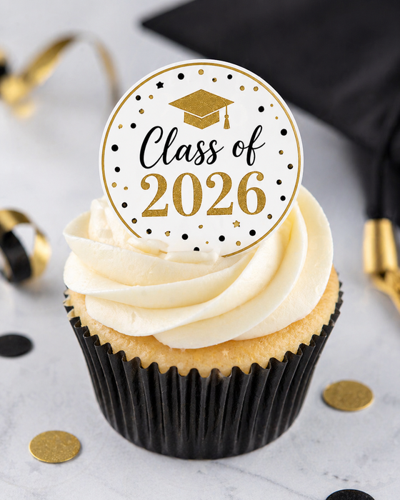 Class of 2026 Edible Toppers – Black Gold Theme