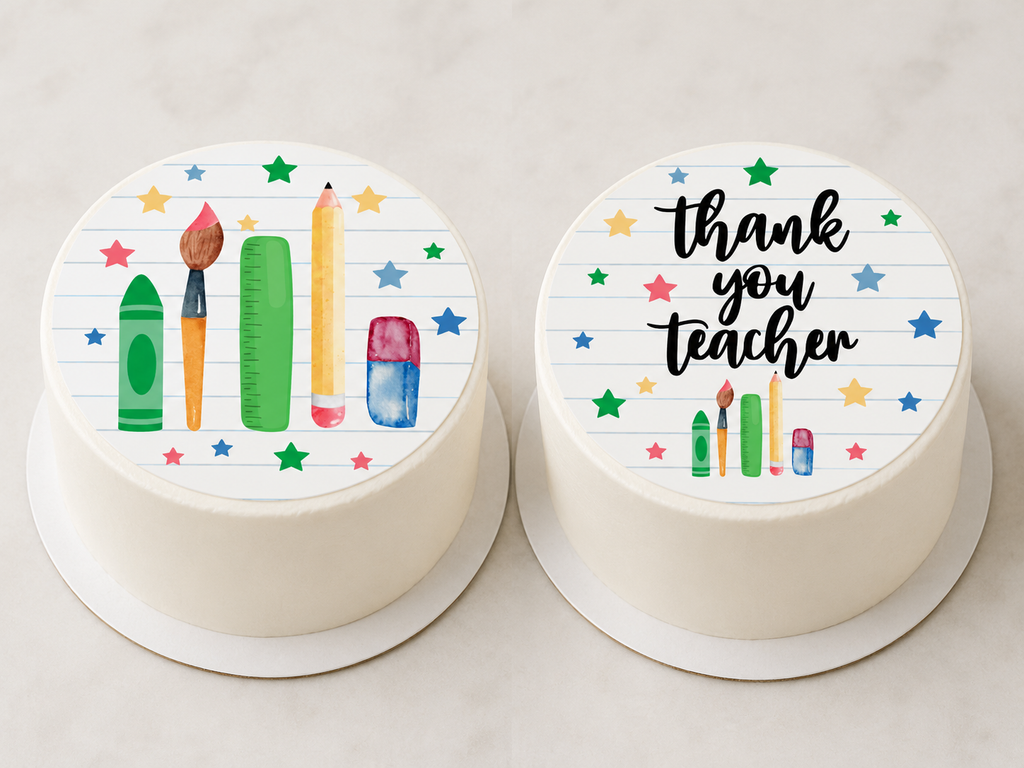 New Thank You Teacher - Edible Cake & Cupcake Toppers