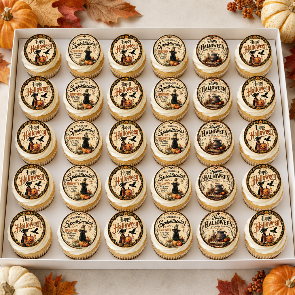 Vintage Style Halloween - Edible Cake & Cupcake Toppers