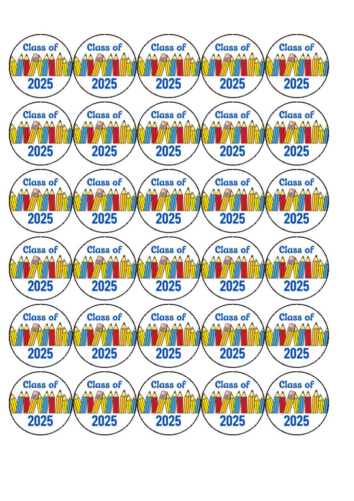 Class of 2025 - Pencils- Edible Cake & Cupcake Toppers