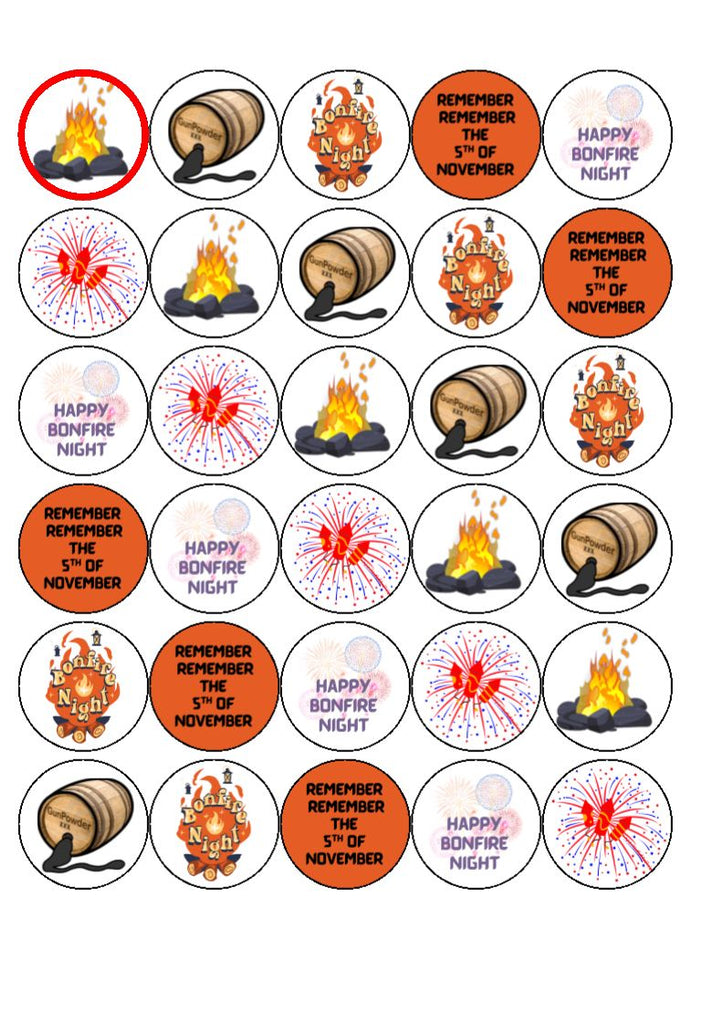 Bonfire Night Edible Cake & Cupcake Toppers