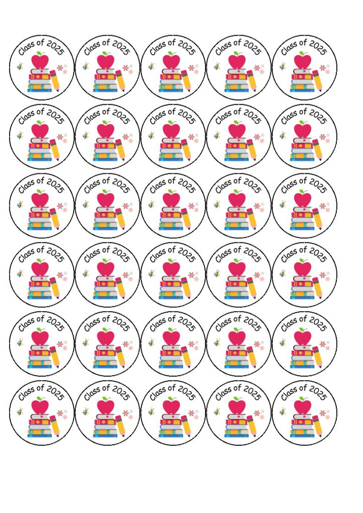 Class of 2025 - Bee and Books - Edible Cake & Cupcake Toppers