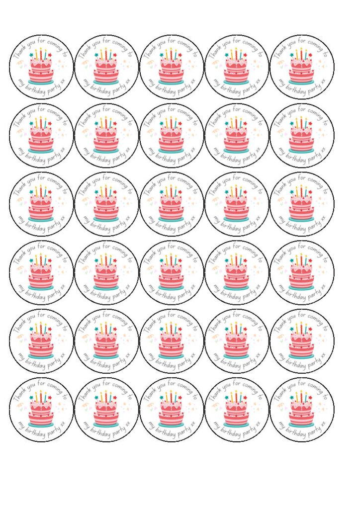 Thank you for coming to my birthday party - Cake and Cupcake Toppers