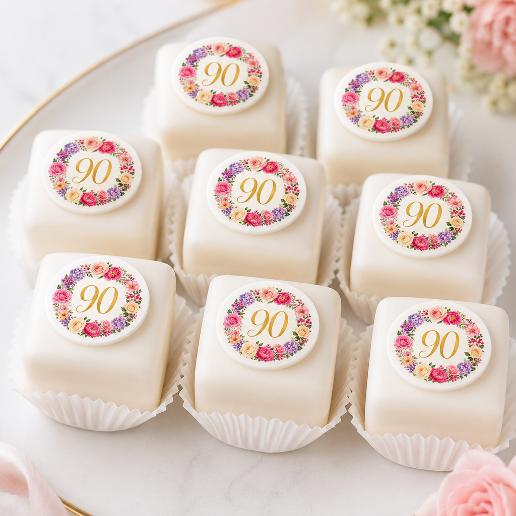 Happy 90th Floral Birthday Edible Cake Toppers