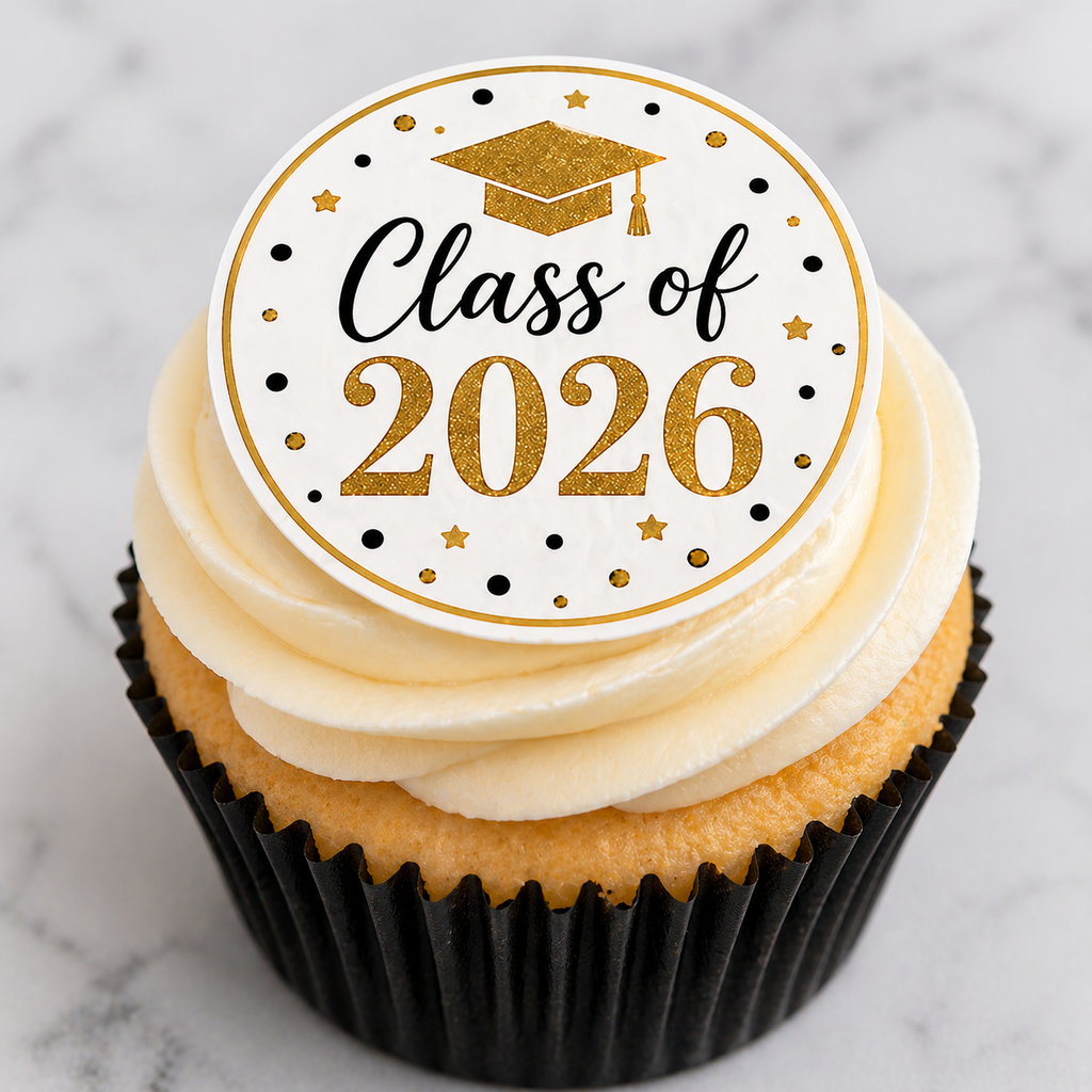 Class of 2026 Edible Toppers – Black Gold Theme