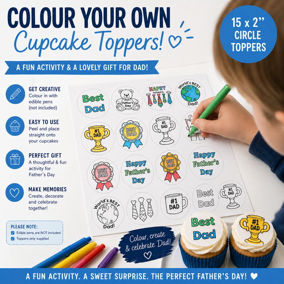 Colour Your Own Father’s Day Cupcake Toppers – Fun Activity & Gift