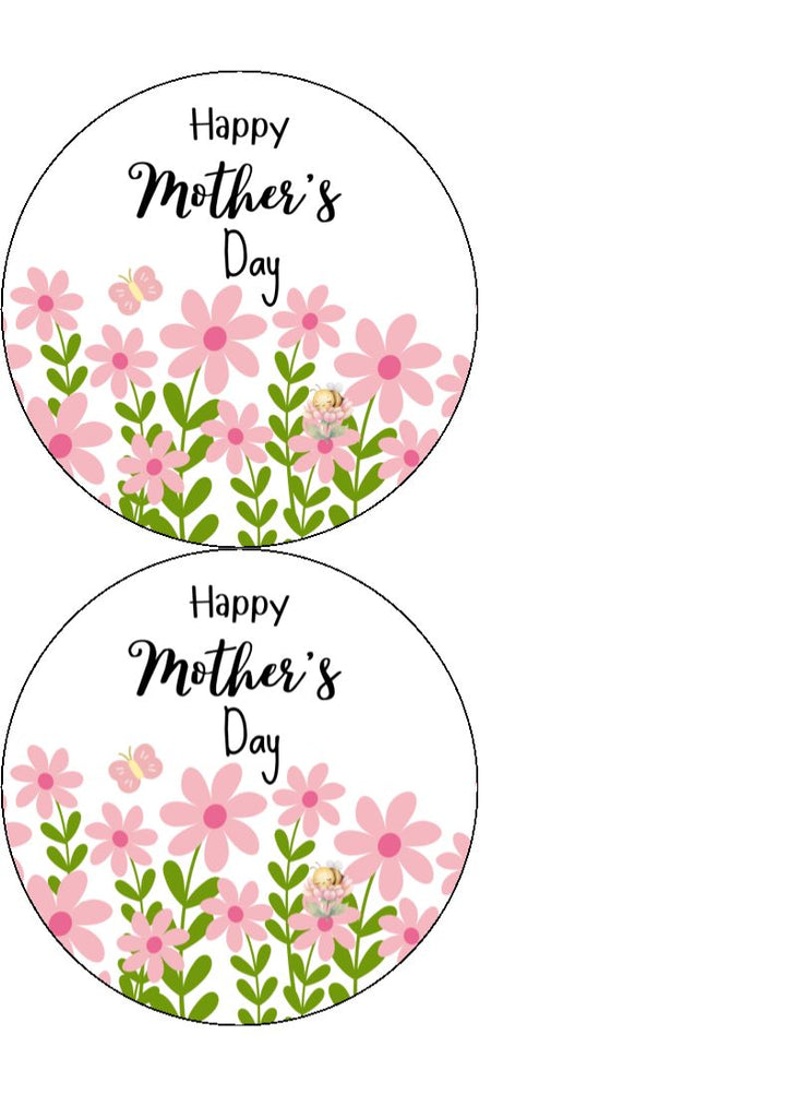Mother's Day Edible Cake and Cupcake Toppers - Pink Pastels