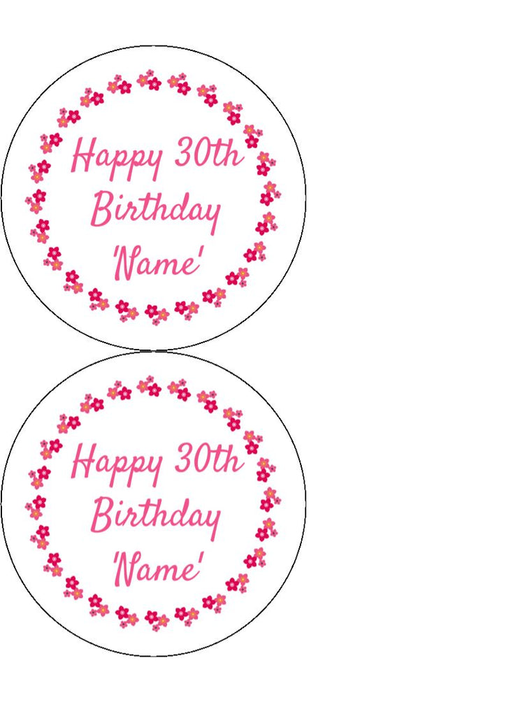 30th Birthday Cake Toppers - Pink