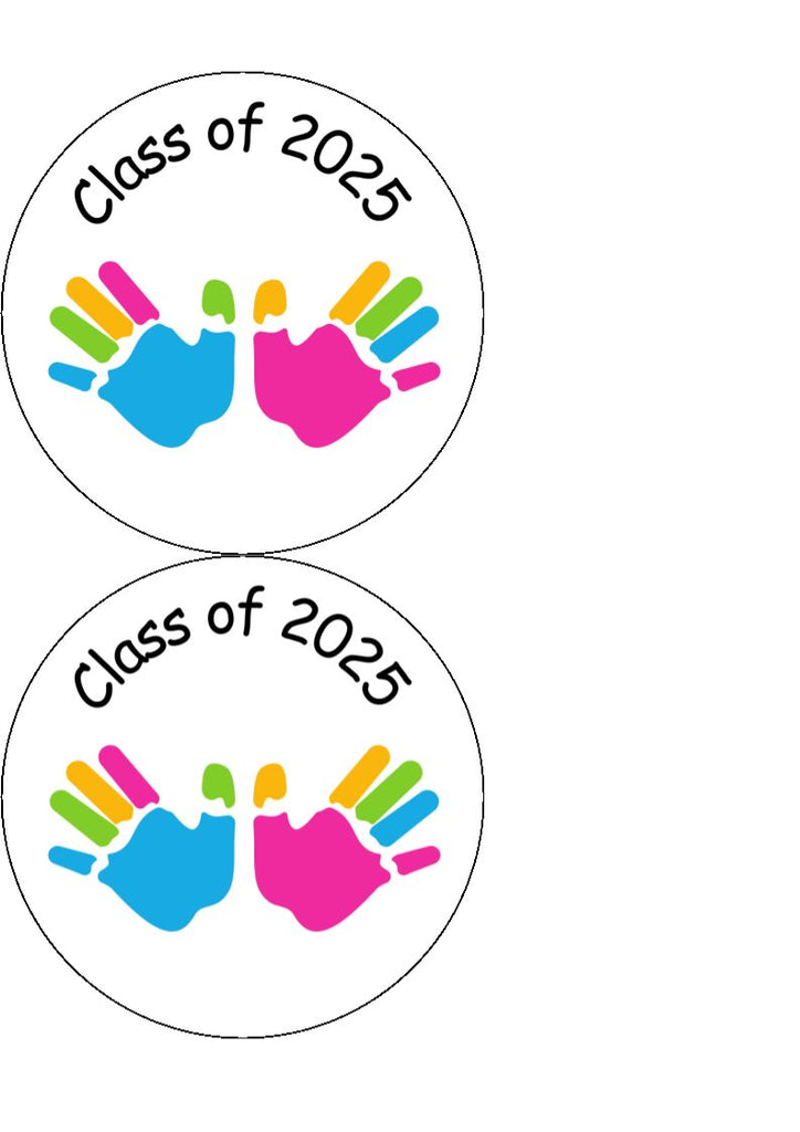 Class of 2025 - Paint Hands - Edible Cake & Cupcake Toppers