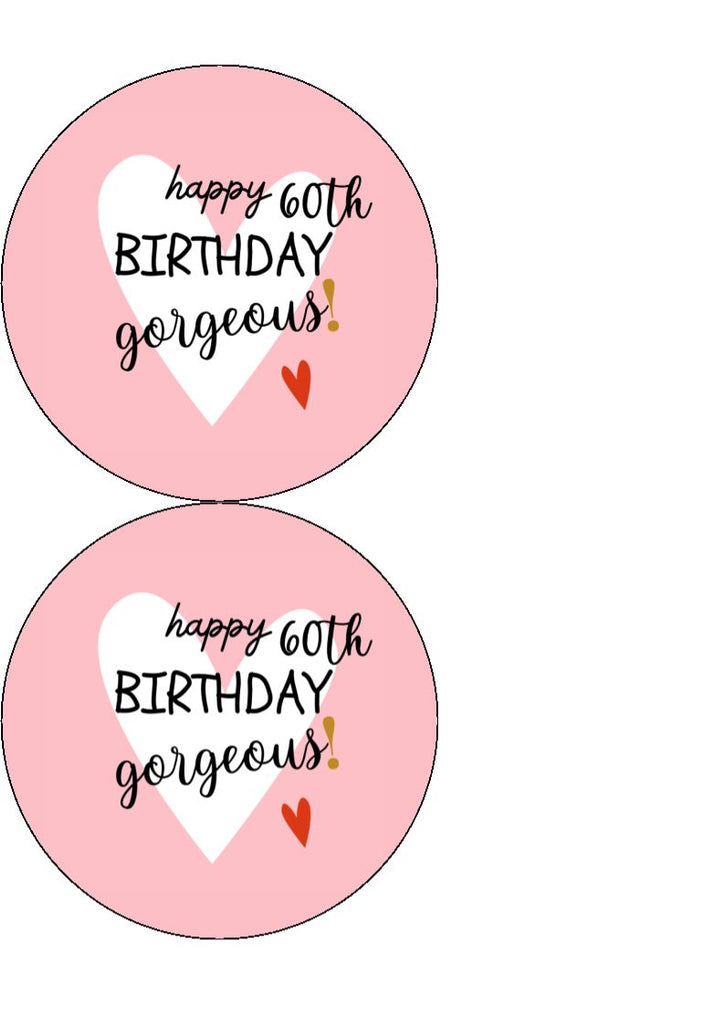 60th Birthday Edible Cake and Cupcake Toppers