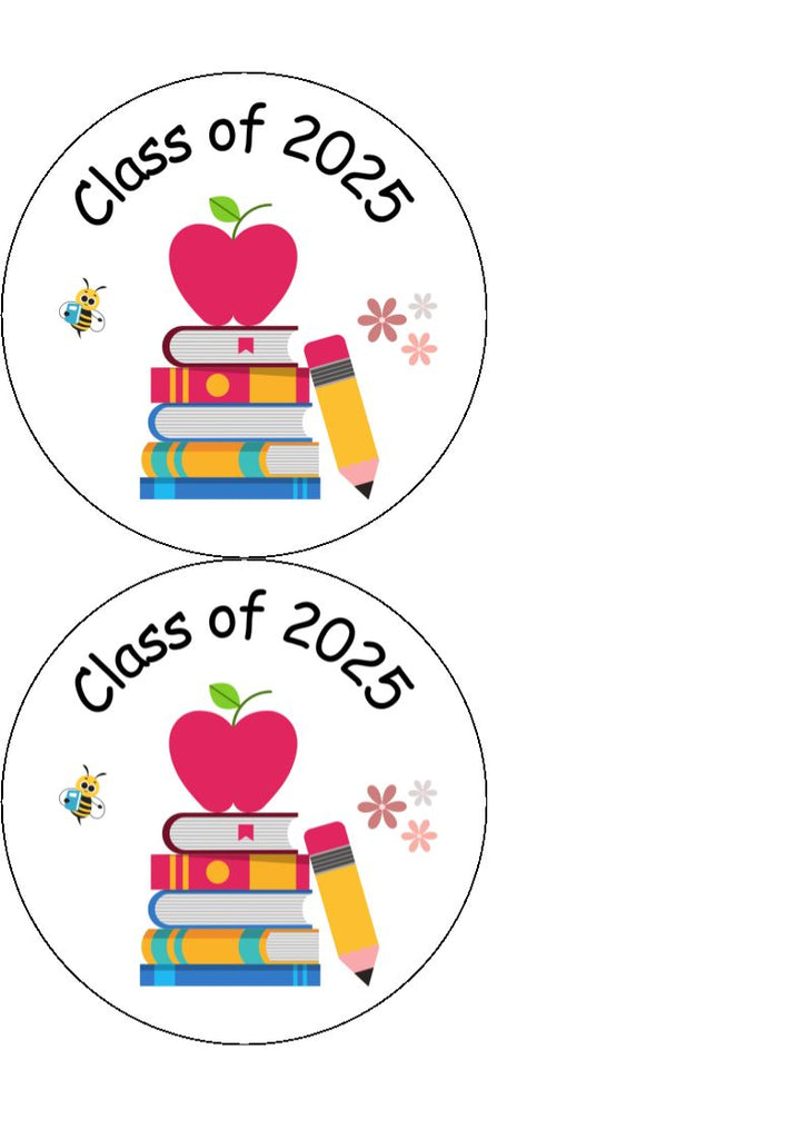 Class of 2025 - Bee and Books - Edible Cake & Cupcake Toppers