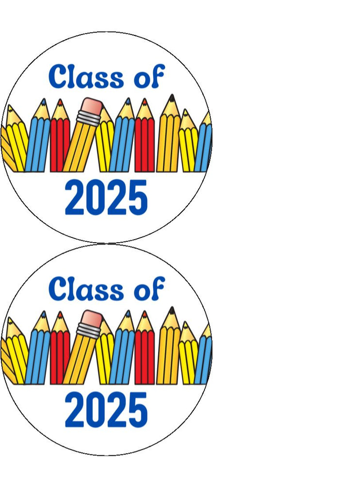 Class of 2025 - Pencils- Edible Cake & Cupcake Toppers