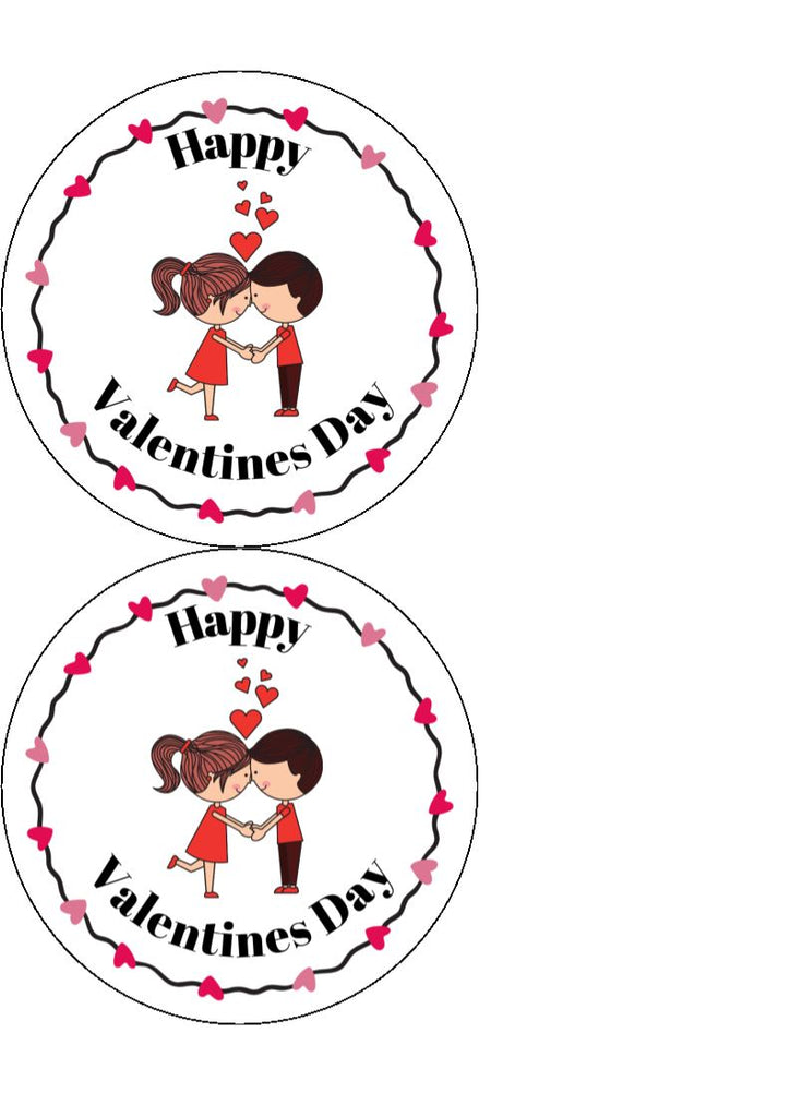 Cute Valentine Couple - Edible Cake and Cupcake Toppers