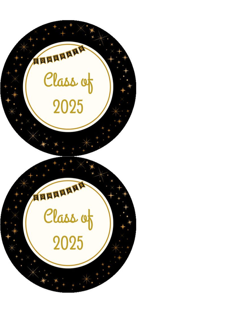 Graduation Black and Gold Edible Cake & Cupcake Toppers