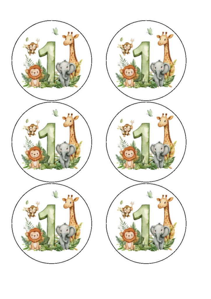 Happy 1st Birthday - Wild One - Edible Cake and Cupcake Toppers