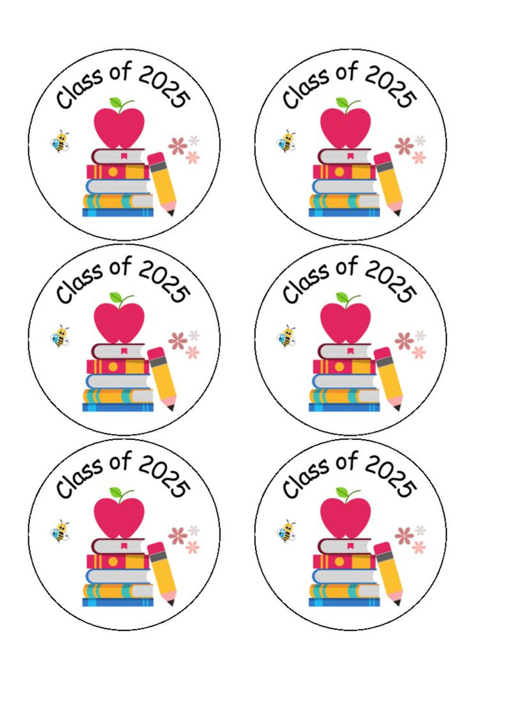 Class of 2025 - Bee and Books - Edible Cake & Cupcake Toppers