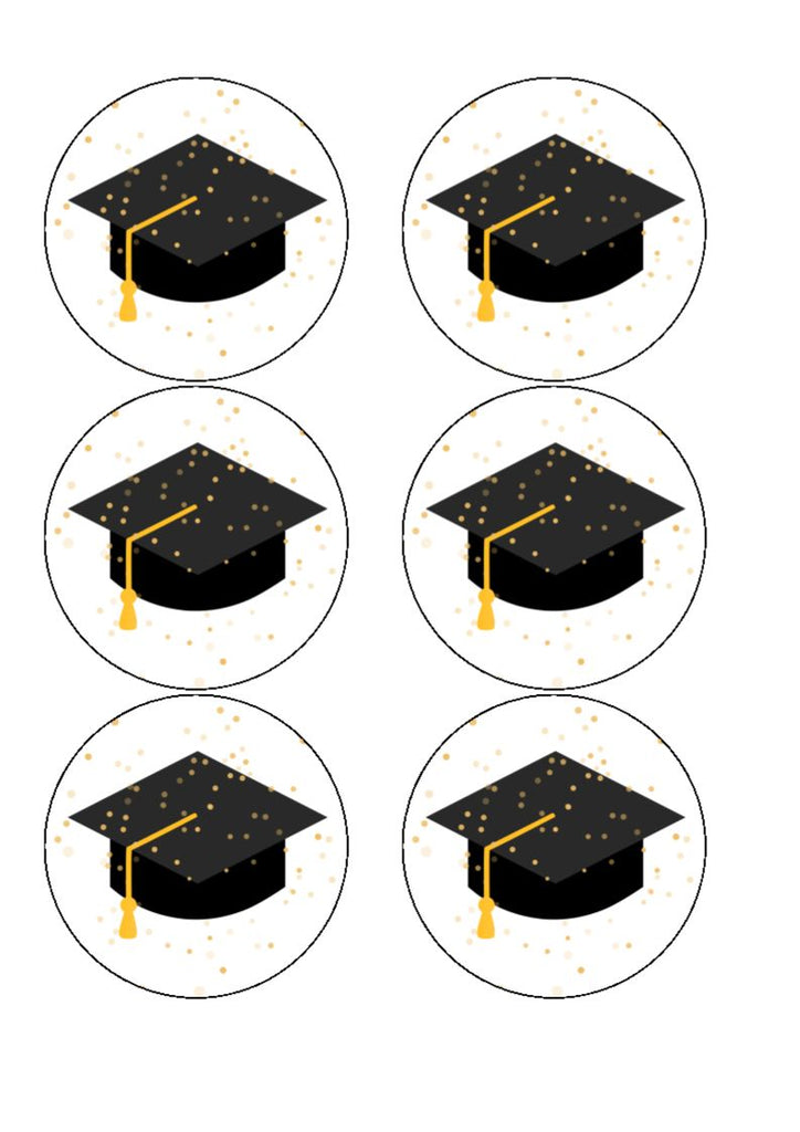 Graduation Glitter Effect Edible Cake & Cupcake Toppers