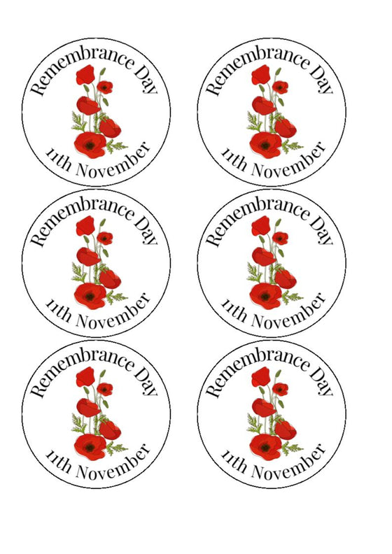 Remembrance - Edible cake/cupcake toppers - Design 2